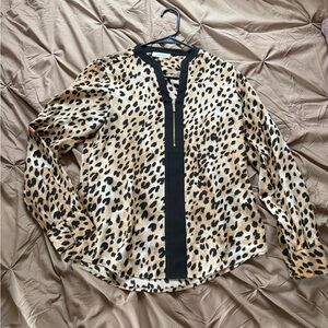 Leopard Print Long Sleeve Blouse